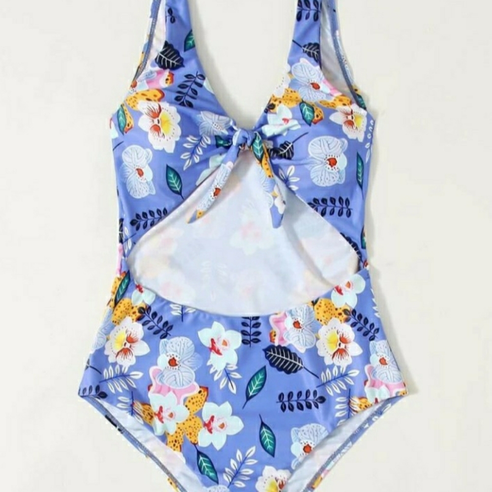 NWT Floral Cut Out One Piece Swim Bathing Suit
